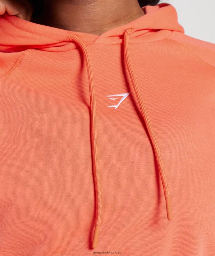 antrenman kırpılmış kapüşonlu üst kadınlarGymshark havacılık turuncu 02H048406