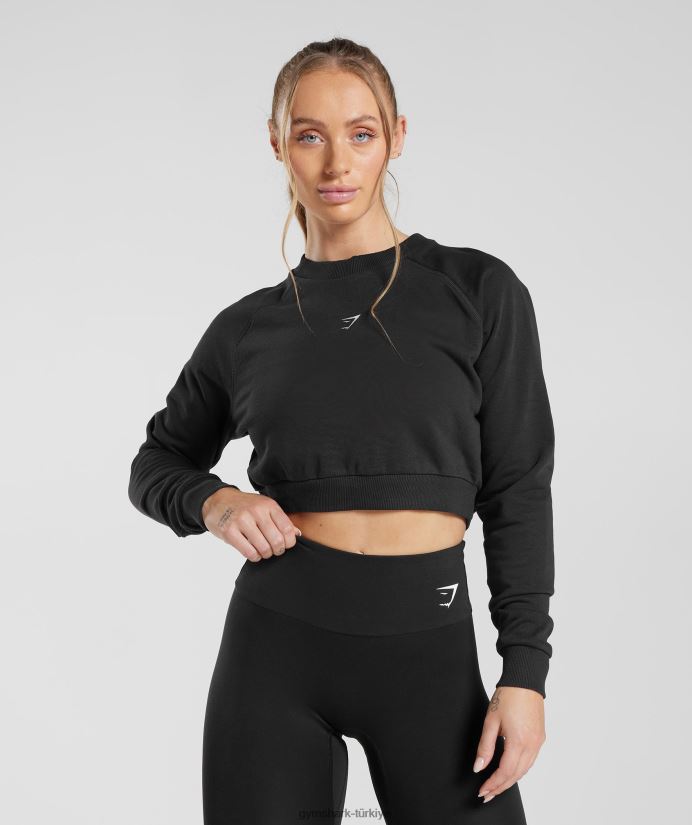 antrenman kırpılmış kazak kadınlarGymshark siyah 02H048351