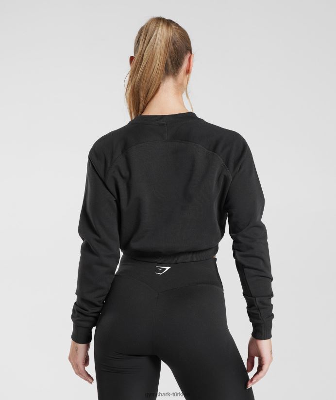 antrenman kırpılmış kazak kadınlarGymshark siyah 02H048351