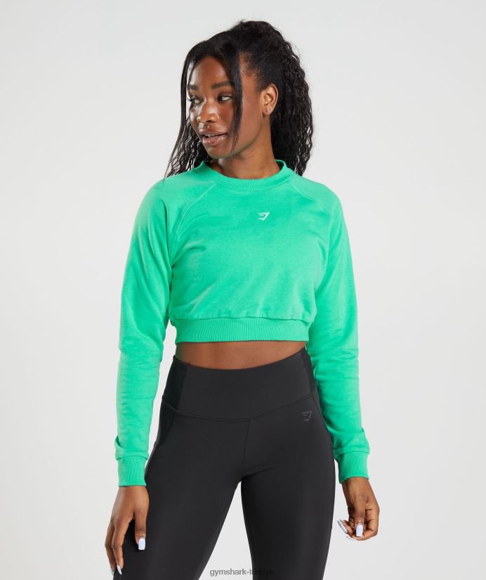 antrenman kırpılmış kazak kadınlarGymshark tropik yeşil 02H048393