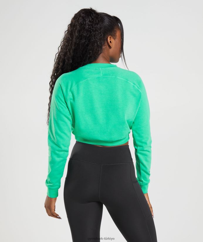 antrenman kırpılmış kazak kadınlarGymshark tropik yeşil 02H048393