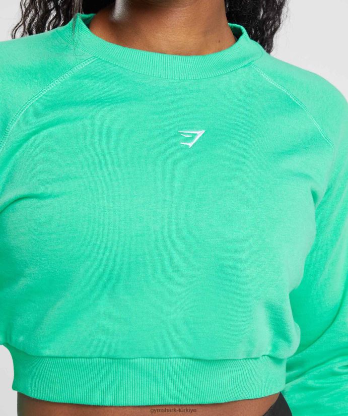antrenman kırpılmış kazak kadınlarGymshark tropik yeşil 02H048393