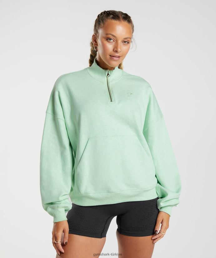 dinlenme günü terleri 1/2 fermuarlı kazak kadınlarGymshark canlandırıcı yeşil marn 02H048379
