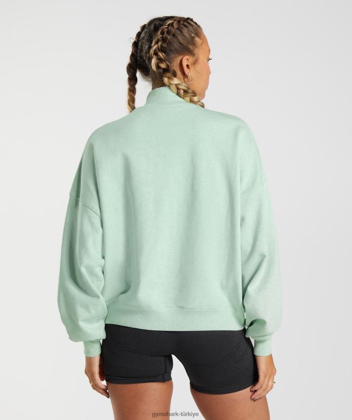 dinlenme günü terleri 1/2 fermuarlı kazak kadınlarGymshark canlandırıcı yeşil marn 02H048379