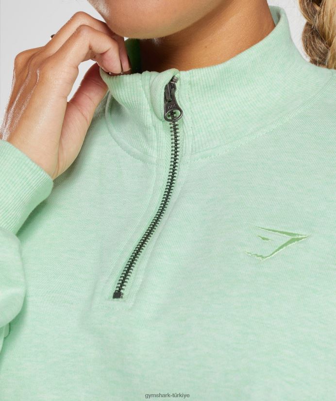 dinlenme günü terleri 1/2 fermuarlı kazak kadınlarGymshark canlandırıcı yeşil marn 02H048379