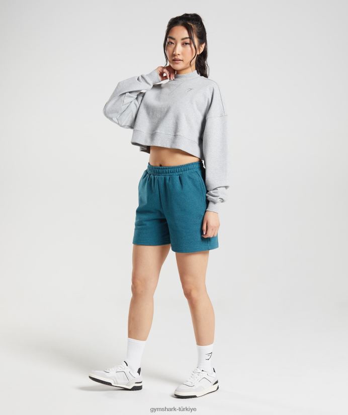 dinlenme günü terli kırpılmış kazak kadınlarGymshark açık gri çekirdekli marn 02H048370