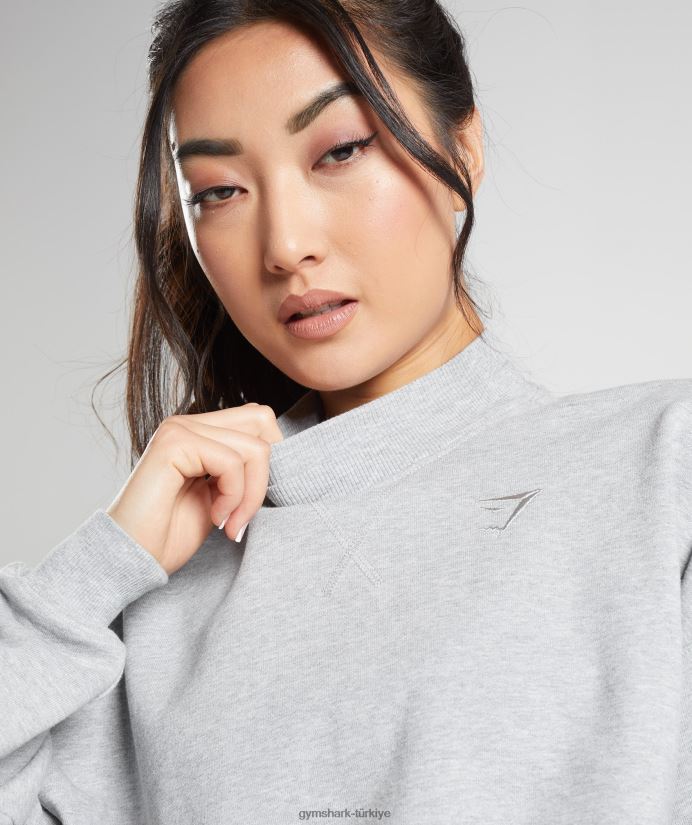 dinlenme günü terli kırpılmış kazak kadınlarGymshark açık gri çekirdekli marn 02H048370