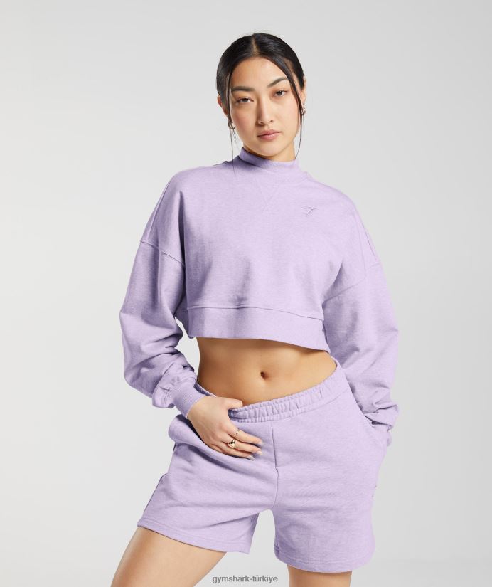dinlenme günü terli kırpılmış kazak kadınlarGymshark aura leylak marn 02H048368