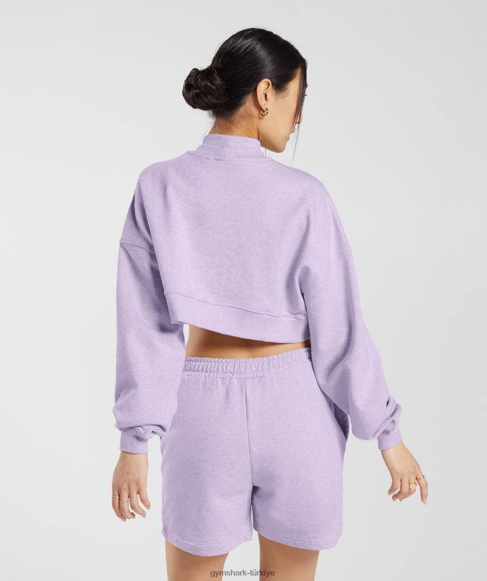 dinlenme günü terli kırpılmış kazak kadınlarGymshark aura leylak marn 02H048368
