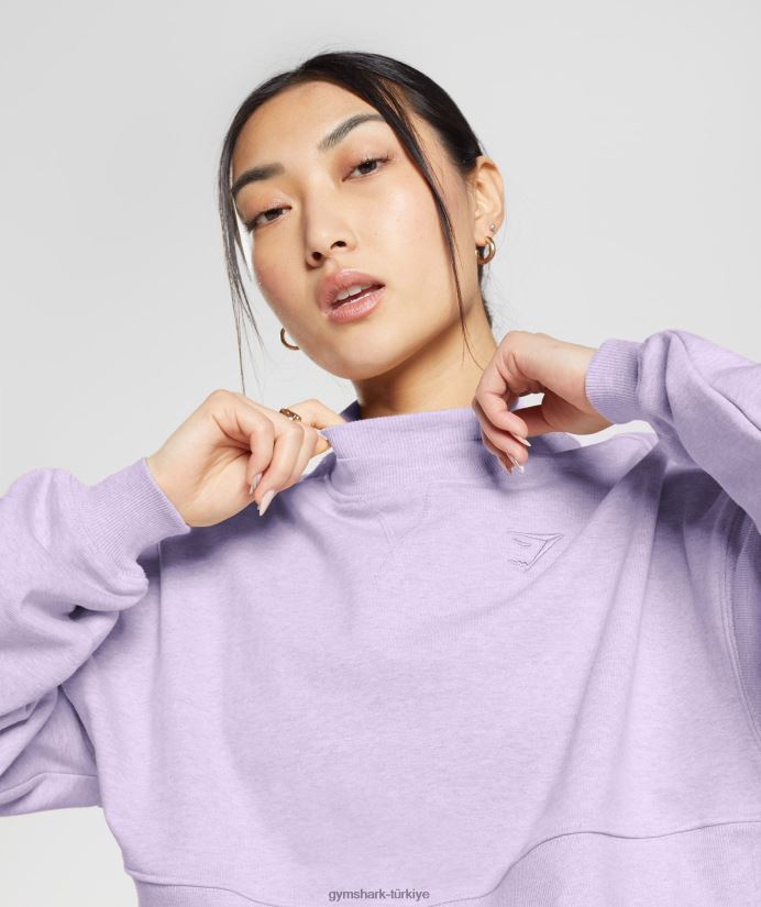 dinlenme günü terli kırpılmış kazak kadınlarGymshark aura leylak marn 02H048368