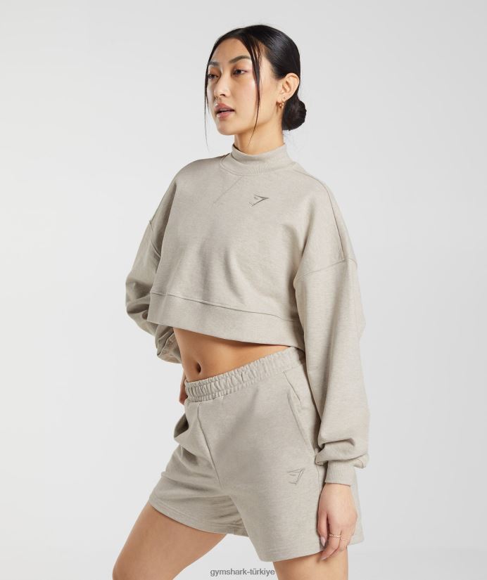 dinlenme günü terli kırpılmış kazak kadınlarGymshark kum marnı 02H048369