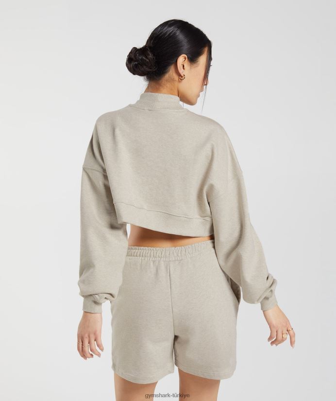 dinlenme günü terli kırpılmış kazak kadınlarGymshark kum marnı 02H048369