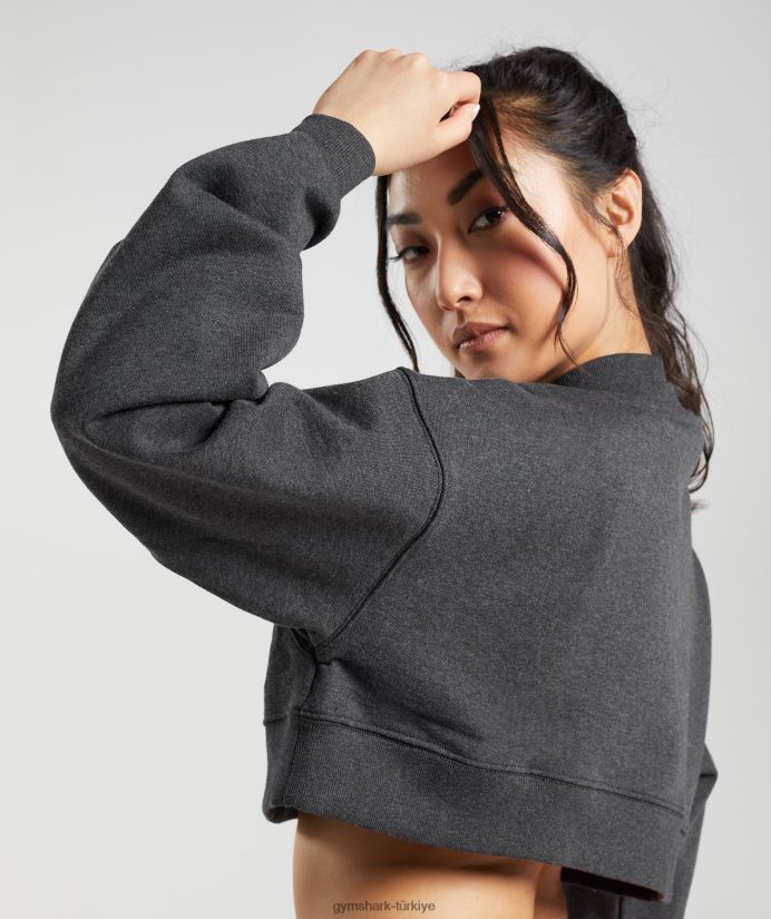 dinlenme günü terli kırpılmış kazak kadınlarGymshark siyah çekirdekli marn 02H048364