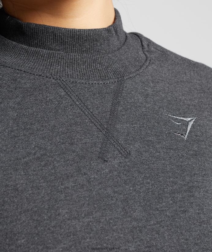 dinlenme günü terli kırpılmış kazak kadınlarGymshark siyah çekirdekli marn 02H048364