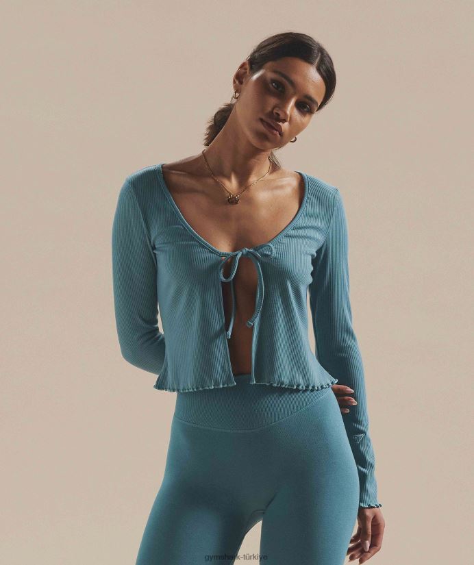 duraklatma hırka kadınlarGymshark kömürleşmiş mavi 02H048373