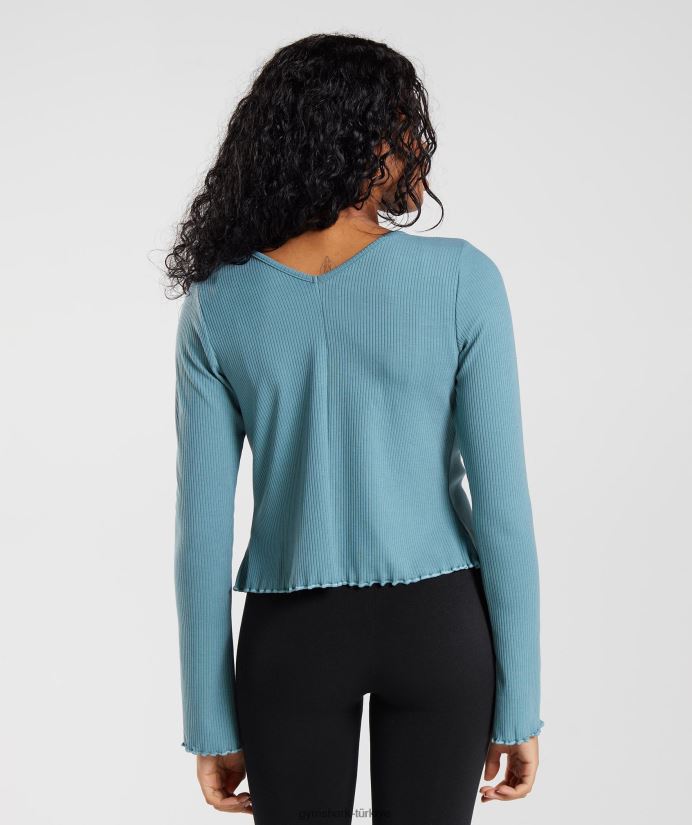 duraklatma hırka kadınlarGymshark kömürleşmiş mavi 02H048373