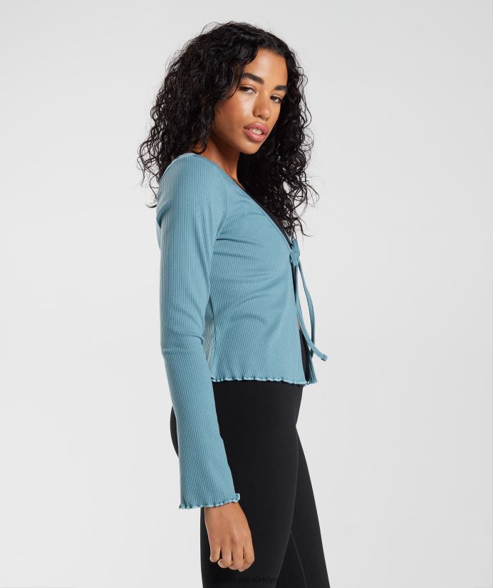 duraklatma hırka kadınlarGymshark kömürleşmiş mavi 02H048373