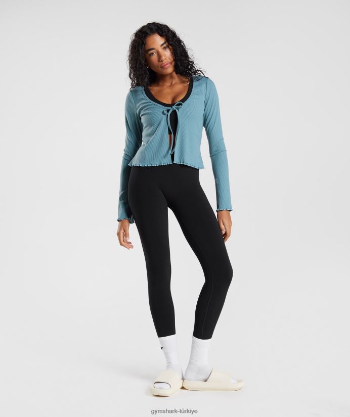 duraklatma hırka kadınlarGymshark kömürleşmiş mavi 02H048373