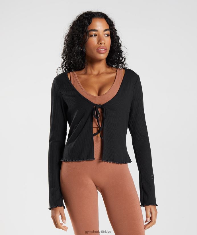 duraklatma hırka kadınlarGymshark siyah 02H048377