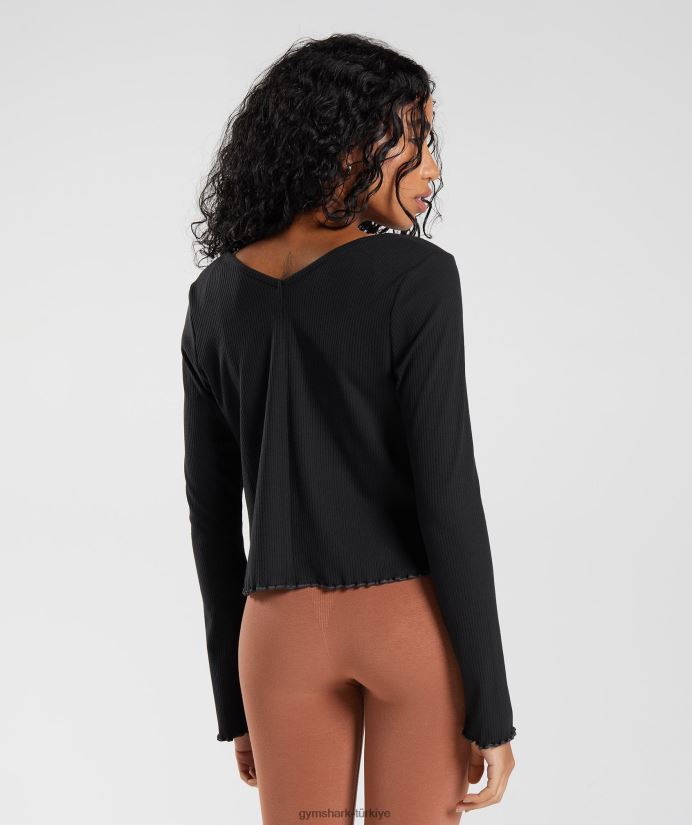 duraklatma hırka kadınlarGymshark siyah 02H048377