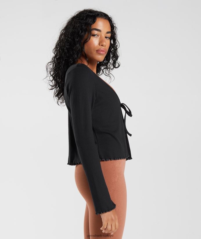 duraklatma hırka kadınlarGymshark siyah 02H048377