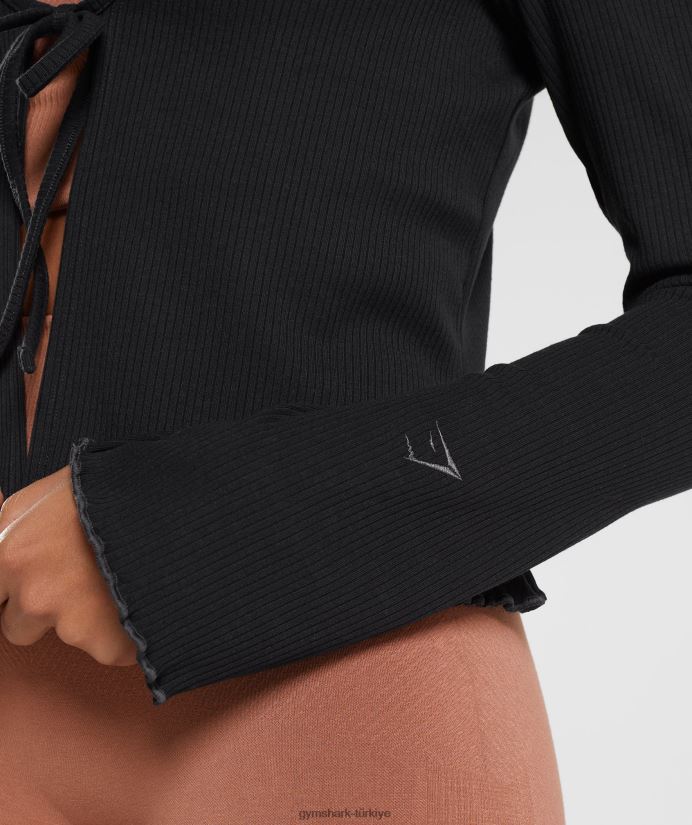duraklatma hırka kadınlarGymshark siyah 02H048377