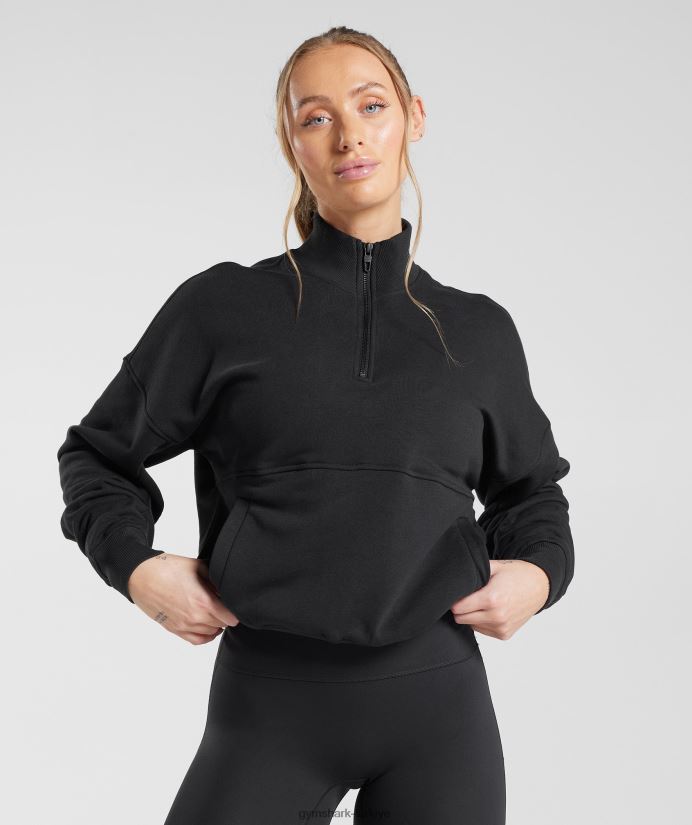 eski 1/4 fermuarlı sweatshirt kadınlarGymshark siyah 02H048412
