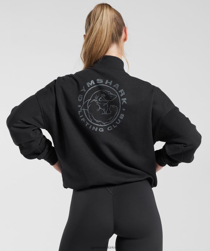 eski 1/4 fermuarlı sweatshirt kadınlarGymshark siyah 02H048412