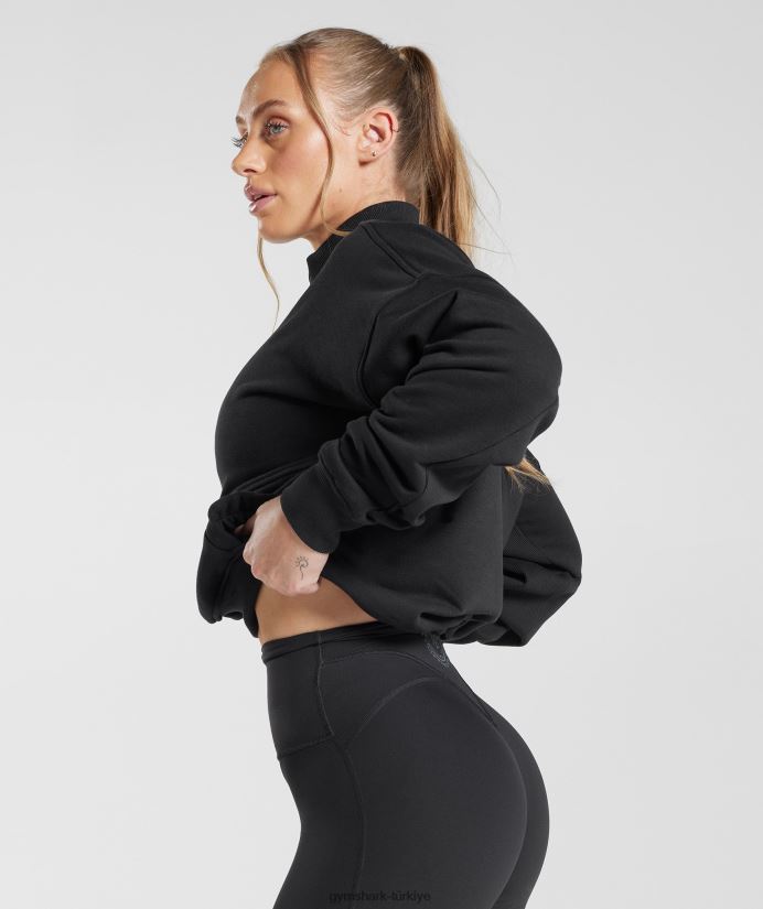 eski 1/4 fermuarlı sweatshirt kadınlarGymshark siyah 02H048412