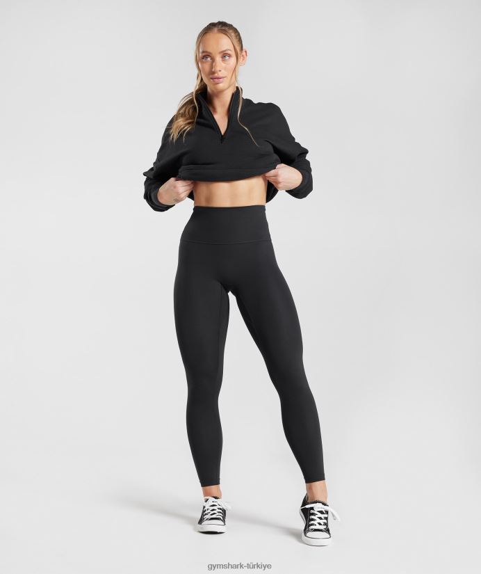eski 1/4 fermuarlı sweatshirt kadınlarGymshark siyah 02H048412