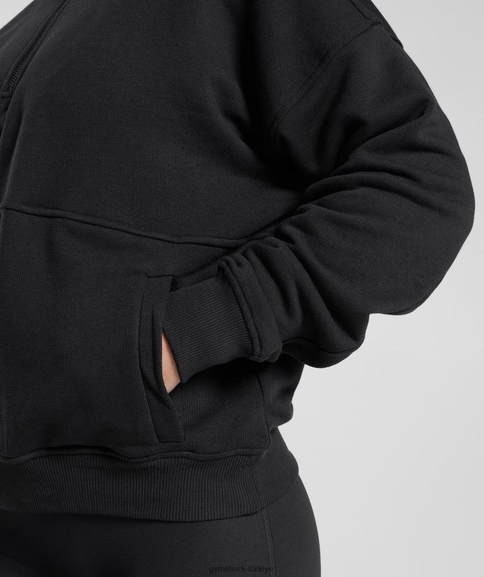 eski 1/4 fermuarlı sweatshirt kadınlarGymshark siyah 02H048412