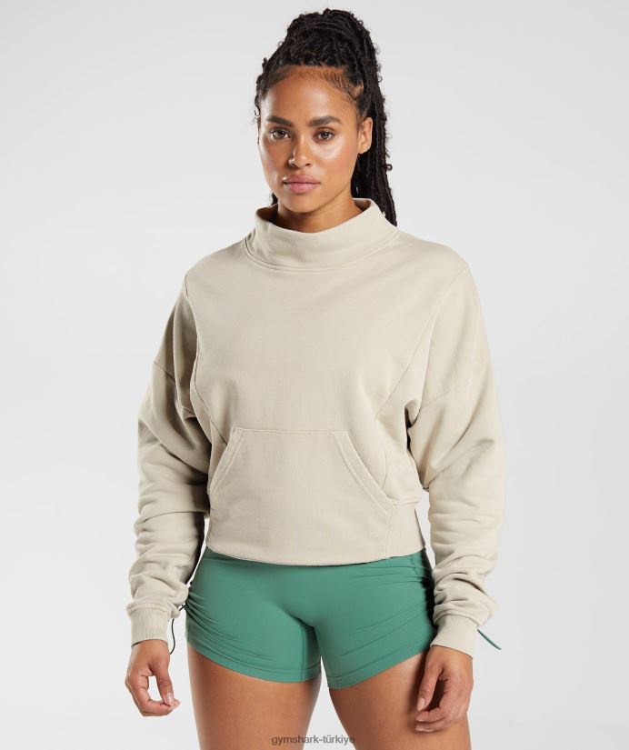 eski yıkanmış sweatshirt kadınlarGymshark çakıl taşı grisi 02H048399