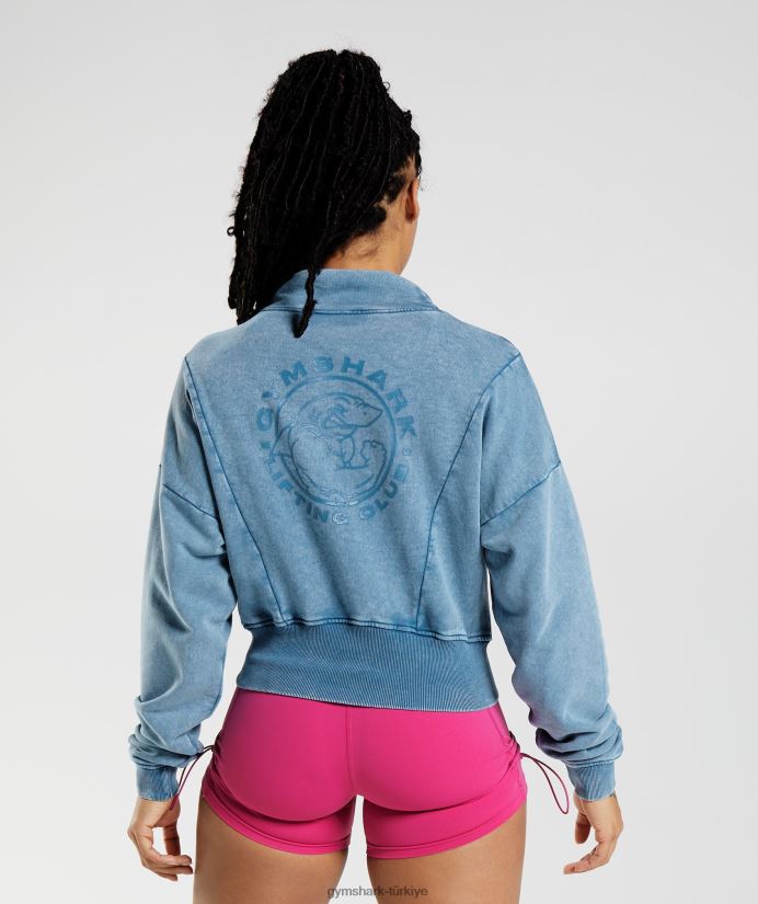 eski yıkanmış sweatshirt kadınlarGymshark göl kenarı mavisi 02H048404