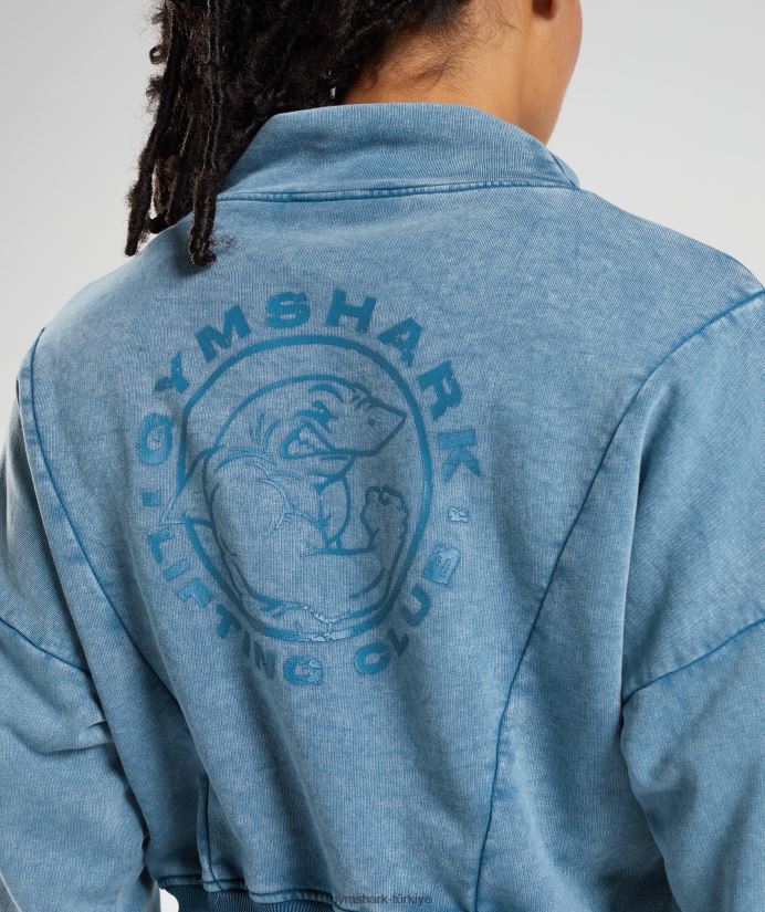 eski yıkanmış sweatshirt kadınlarGymshark göl kenarı mavisi 02H048404