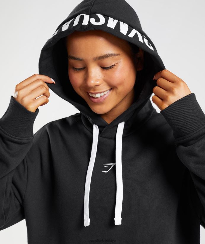 fraksiyon kapşonlu kadınlarGymshark siyah beyaz 02H048386