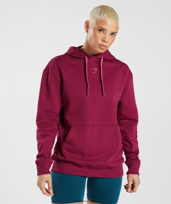 grafik kesirli kapüşonlu üst kadınlarGymshark frenk üzümü pembesi 02H048388