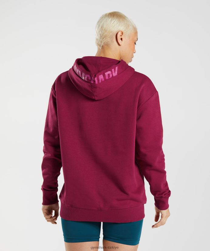 grafik kesirli kapüşonlu üst kadınlarGymshark frenk üzümü pembesi 02H048388