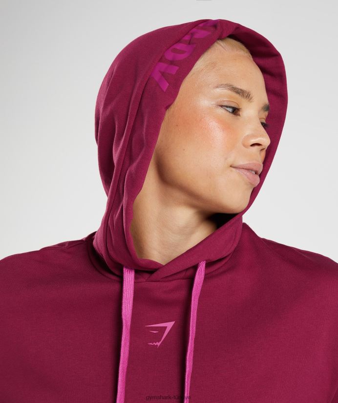 grafik kesirli kapüşonlu üst kadınlarGymshark frenk üzümü pembesi 02H048388