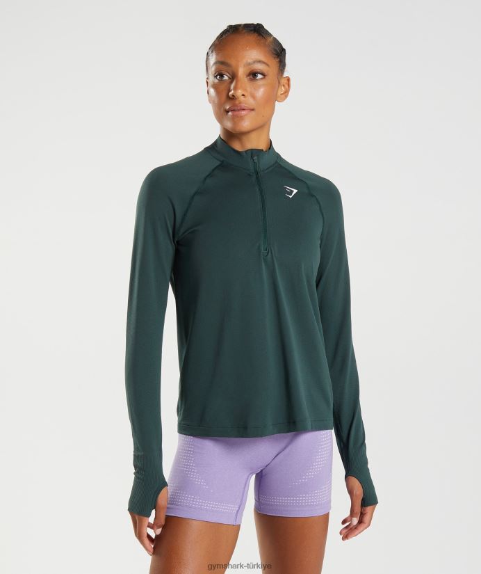 hayati dikişsiz 1/2 zip kadınlarGymshark ormanlık yeşil marn 02H048401