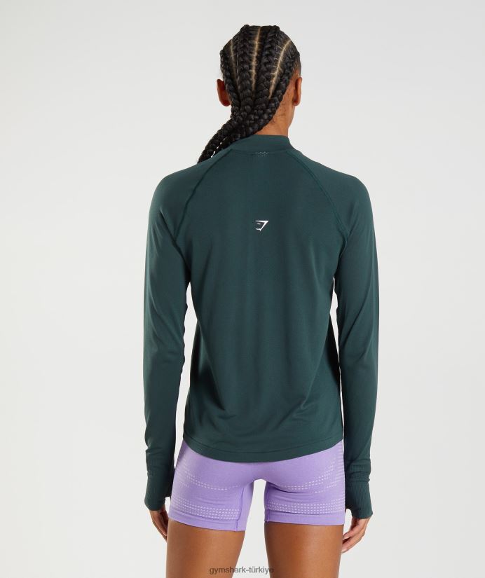 hayati dikişsiz 1/2 zip kadınlarGymshark ormanlık yeşil marn 02H048401
