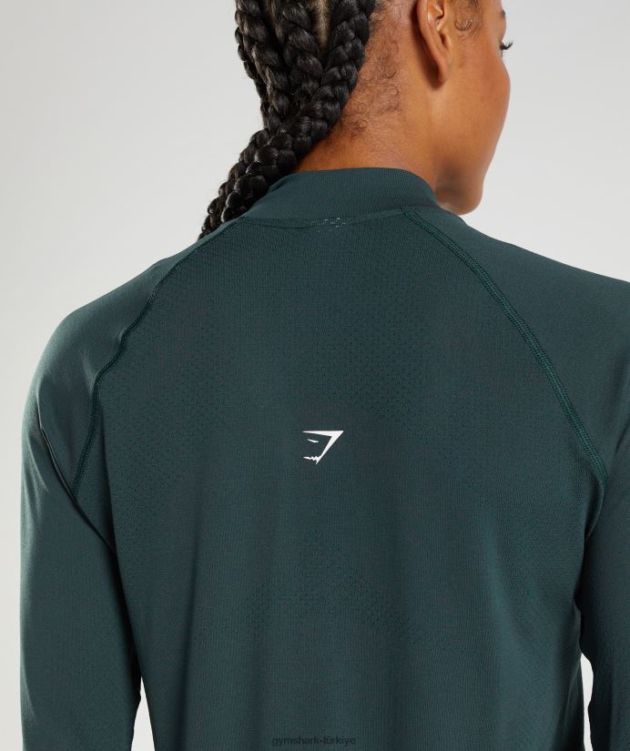 hayati dikişsiz 1/2 zip kadınlarGymshark ormanlık yeşil marn 02H048401