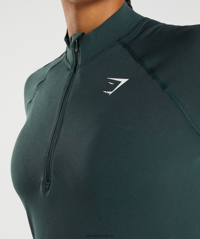 hayati dikişsiz 1/2 zip kadınlarGymshark ormanlık yeşil marn 02H048401