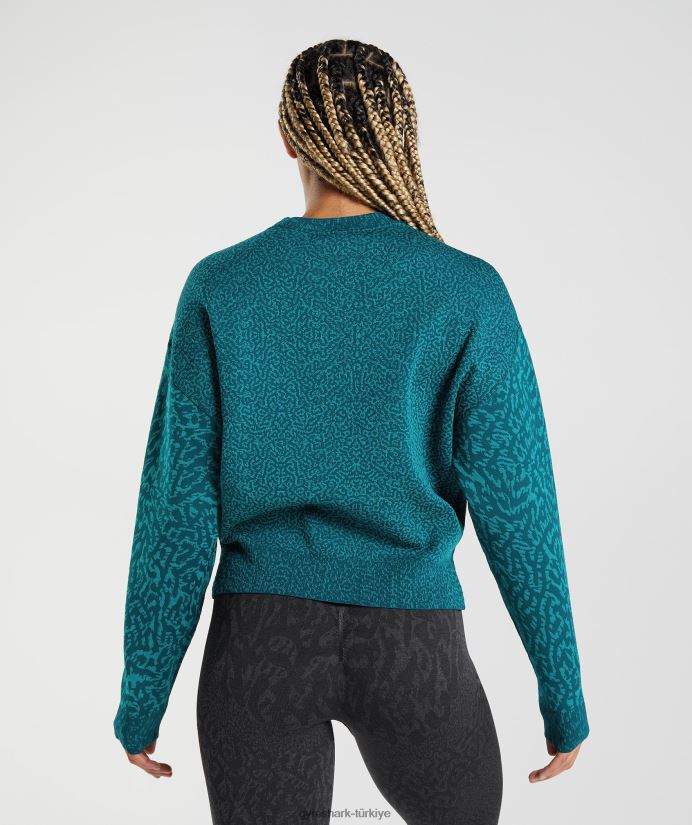 hayvan sweatshirt'ünü uyarla kadınlarGymshark resif | kış deniz mavisi 02H048374