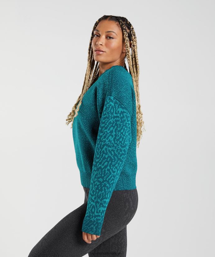 hayvan sweatshirt'ünü uyarla kadınlarGymshark resif | kış deniz mavisi 02H048374