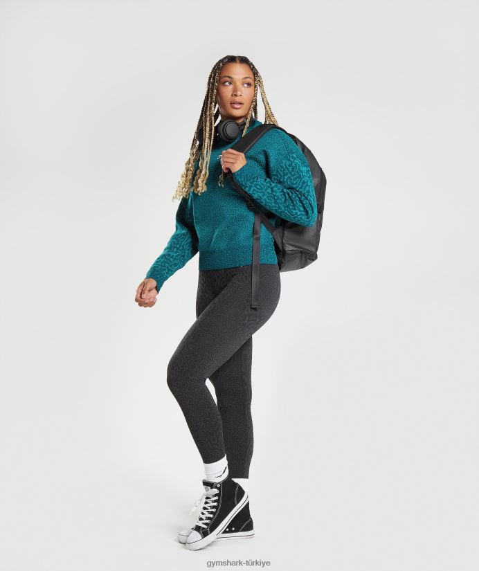 hayvan sweatshirt'ünü uyarla kadınlarGymshark resif | kış deniz mavisi 02H048374