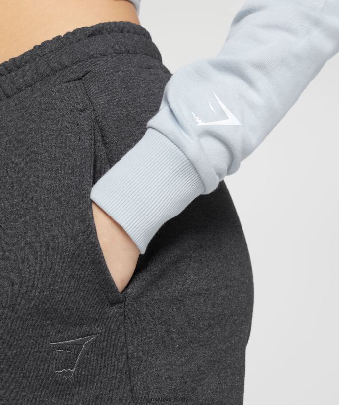 işlemeli grafik kırpılmış kapüşonlu üst kadınlarGymshark nehir taşı gri 02H048382