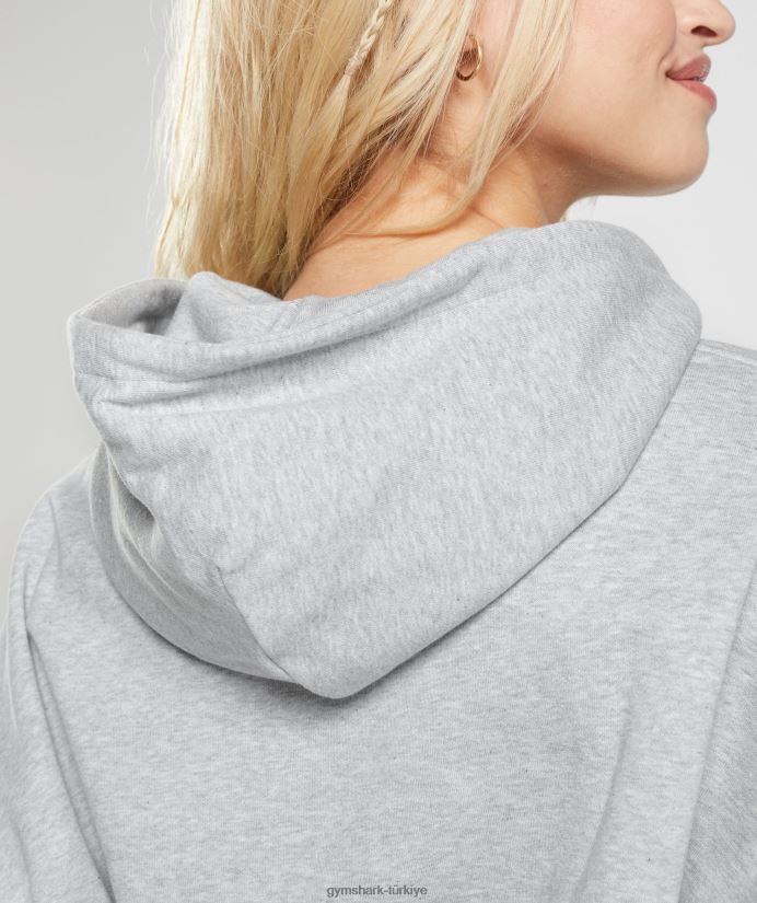 kapüşonlu üst maksimuma çıktı kadınlarGymshark açık gri marn 02H048360