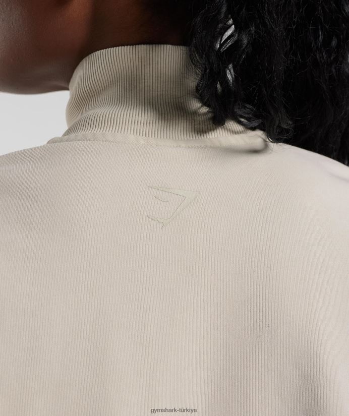üniversite 1/4 zip kadınlarGymshark mantar kahverengi 02H048380