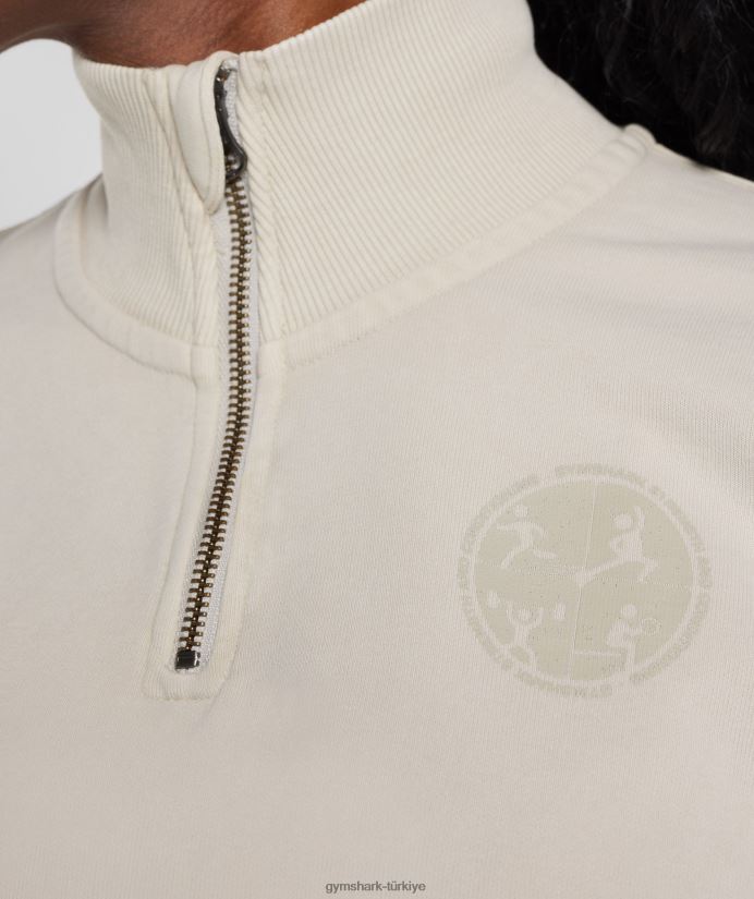 üniversite 1/4 zip kadınlarGymshark mantar kahverengi 02H048380