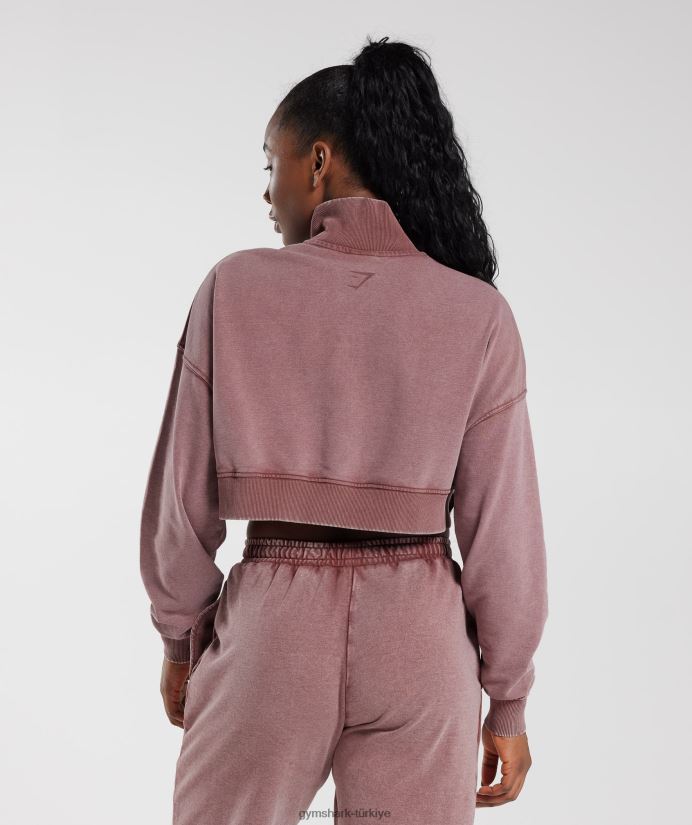 üniversite 1/4 zip kadınlarGymshark tozlu bordo 02H048376